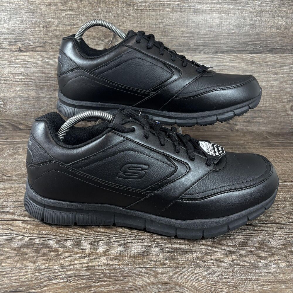 Skechers Nampa Shoes Men's 10 Wide Black Slip Resistant Memory Foam Work Sneaker